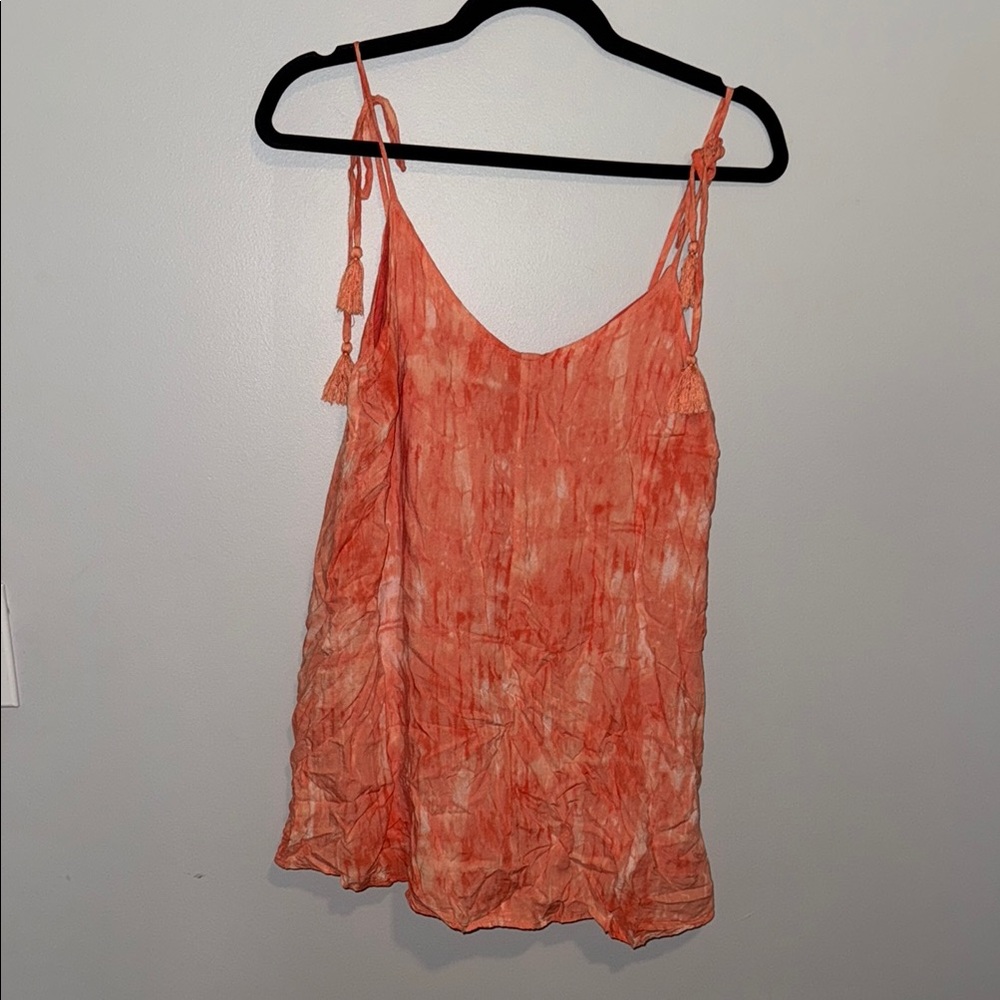 Fab’rik Women's Orange Tie-dye Sleeveless Dress